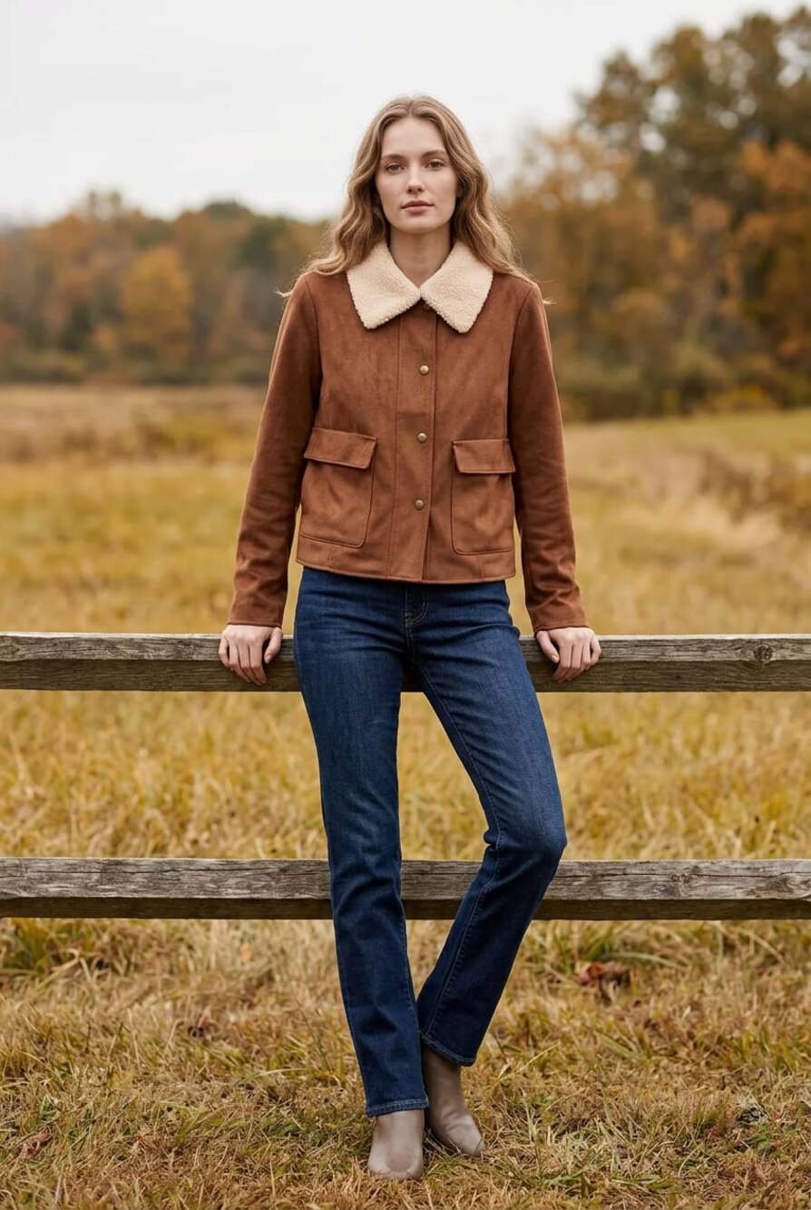 Sam Edelman Faux Leather Jacket with Faux Fur Collar